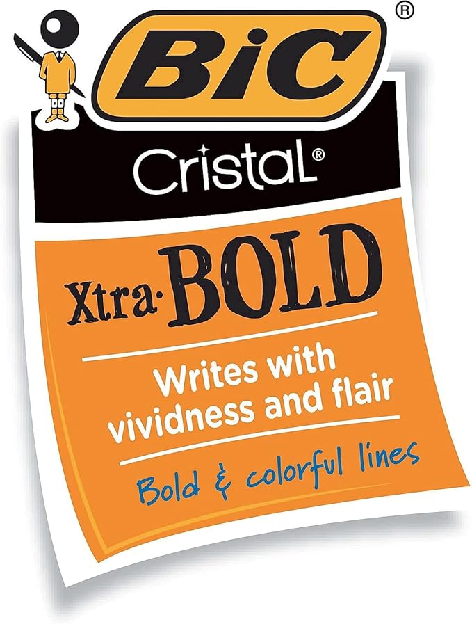 BIC Cristal Xtra Bold Ballpoint Pens, Bold Point (1.6mm) For Vivid And Dramatic Lines, Blue Ink, 24-Count Pack, Perfect Ink Pens