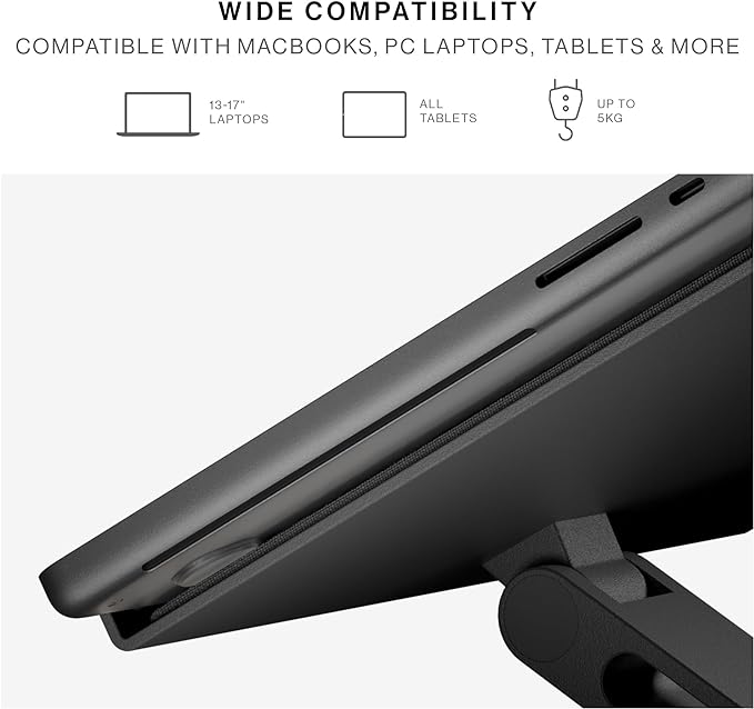 Native Union Desk Laptop Stand – Height Adjustable Ergonomic Computer Stand – Compatible with MacBook Air/Pro, iPad, Dell, HP, Lenovo, Microsoft Surface & Laptops & Tablets Up to 5kg (Sand Stone)
