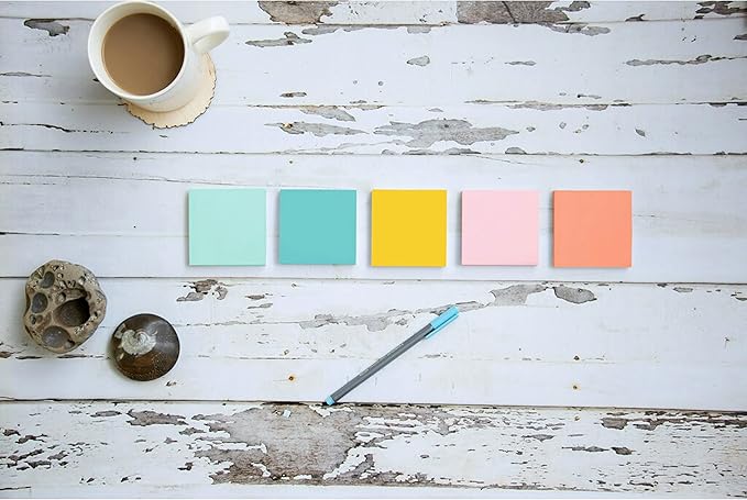 Post-it Notes, 3 in x 3 in, 12 Sticky Note Pads, 100 Sheets per Pad, Beachside Café Collection, School Supplies and Office Products