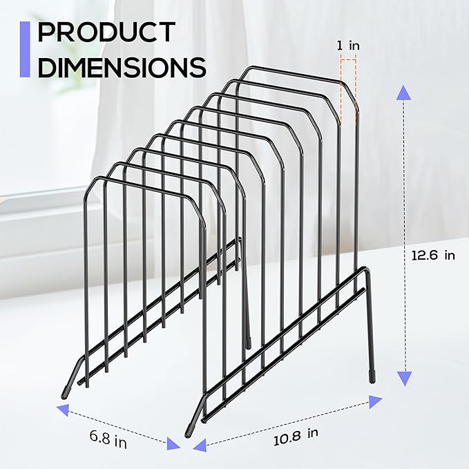 Incline Metal Desk Magazine Folder Holder, Sorter Desk File Organizer with 8-Section Vertical Compartments Rack File Organizer for Office, Home, School