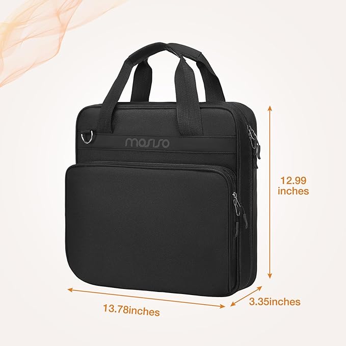 MOSISO 3 Ring Zipper Binder, 2 inch O-Ring Binder Organizer 500 Sheets Capacity Multiple Pockets Bag for Office with Handle & Shoulder Strap Compatible with 13 inch Laptop/Tablet, Black