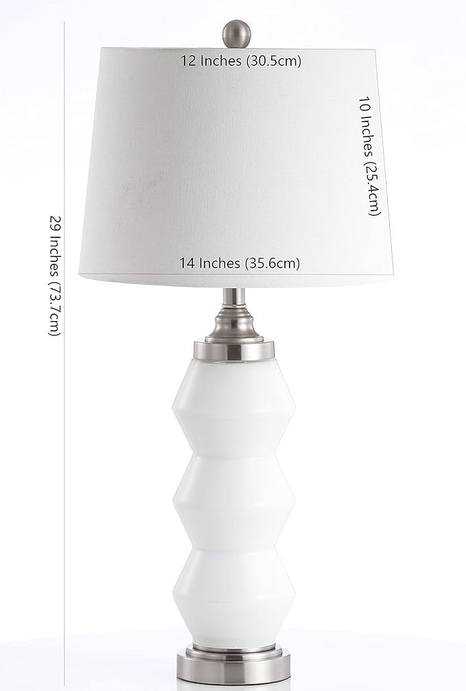 SAFAVIEH Lighting Collection Jayce Modern Contemporary White/ Nickel 29-inch Bedroom Living Room Home Office Desk Nightstand Table Lamp (LED Bulb Included)