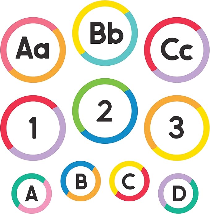 Carson Dellosa 150-Piece Cutout Letters, 4" Colorful Blank, Number, Upper and Lowercase Alphabet Decorations for Bulletin Board, Posterboard, Party, and Classroom Decor
