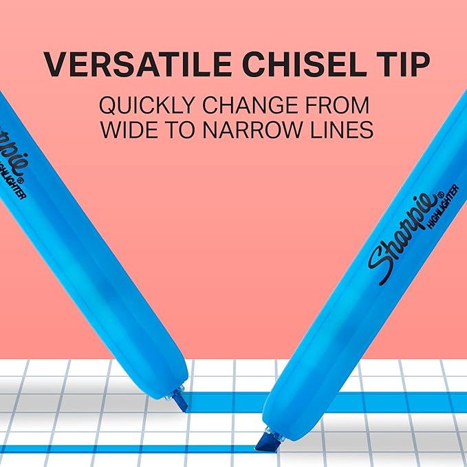 Sharpie Retractable Highlighters Chisel Tip Highlighter Marker Set Fluorescent Highlighters Classroom Journaling Study Supplies Assorted Colors 8 Count