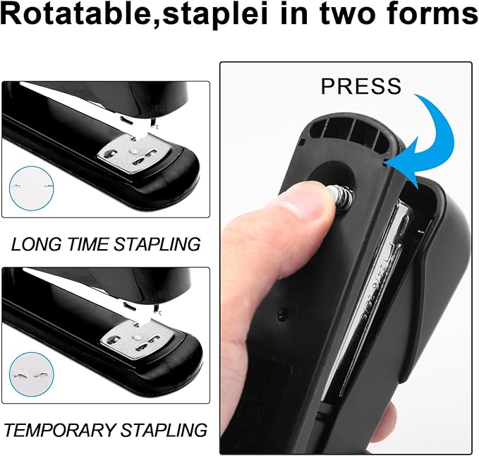 Black Modern Office Stapler, 25 Sheet Capacity, Automatic, Includes 1000 Staples and Staple Remover