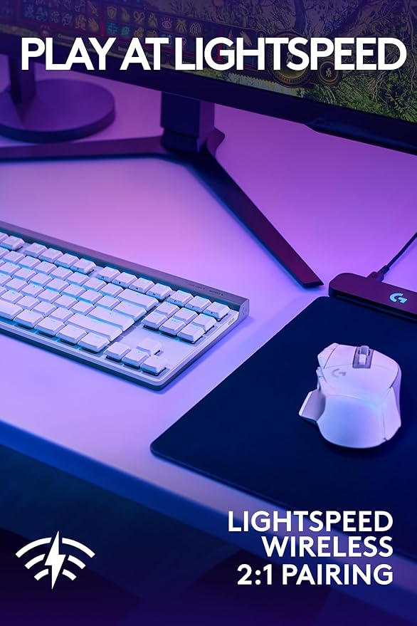Logitech G502 X Lightspeed Wireless Gaming Mouse + G515 TKL Wireless Gaming Keyboard (Tactile) Bundle: White