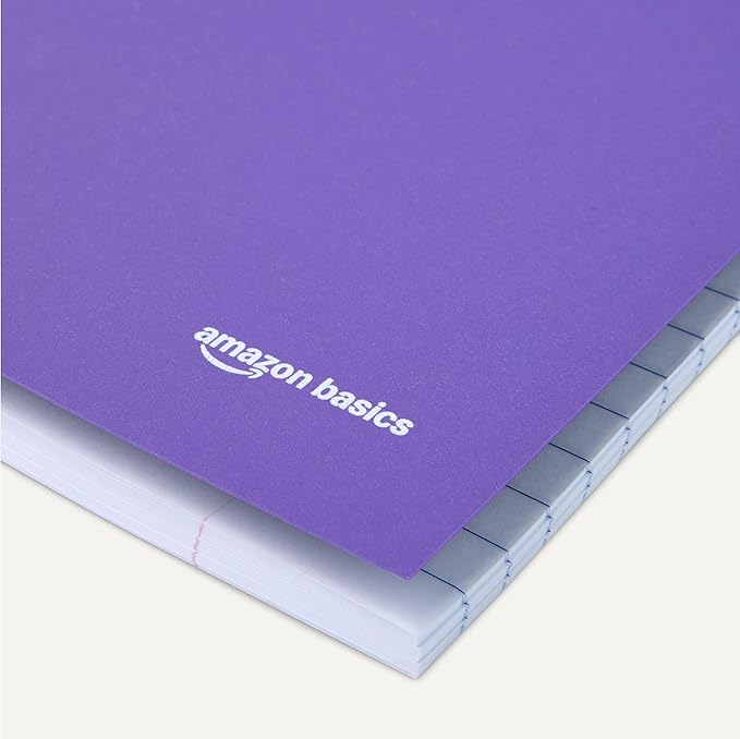 Amazon Basics Wide-Ruled Spiral Notebook, Poly Cover, For Work and School, 100 Sheets, 8.5" x 10.5", Radiant Orchid, 3-Pack