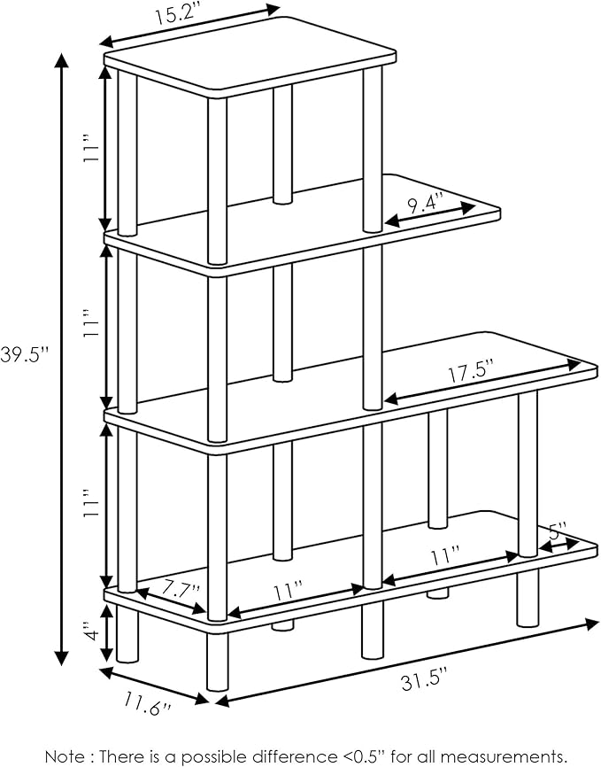 FURINNO Turn-N-Tube 4-Tier Cube Ladder Shelf, Espresso/Black