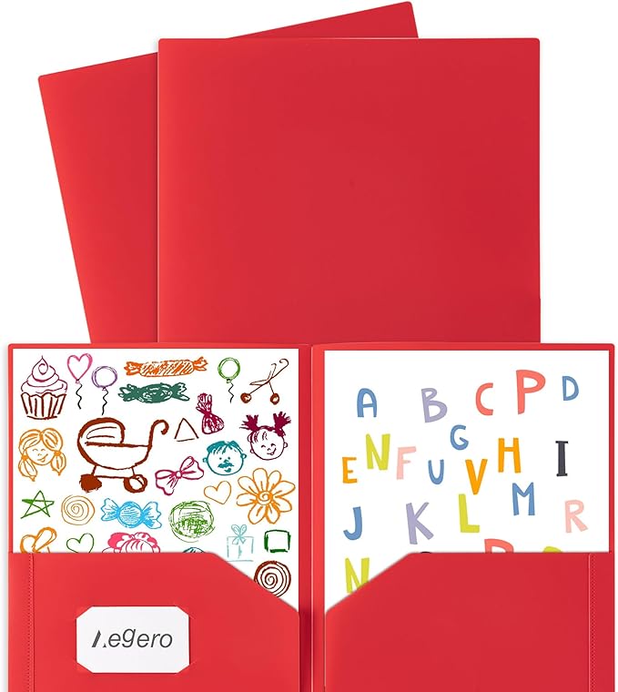 Plastic Folders with Pockets (7 Pack, Clear), Durable Heavy Duty File Folders with Business Card Slot, 2-Pocket Folder for Schoolwork & Office,Letter Size