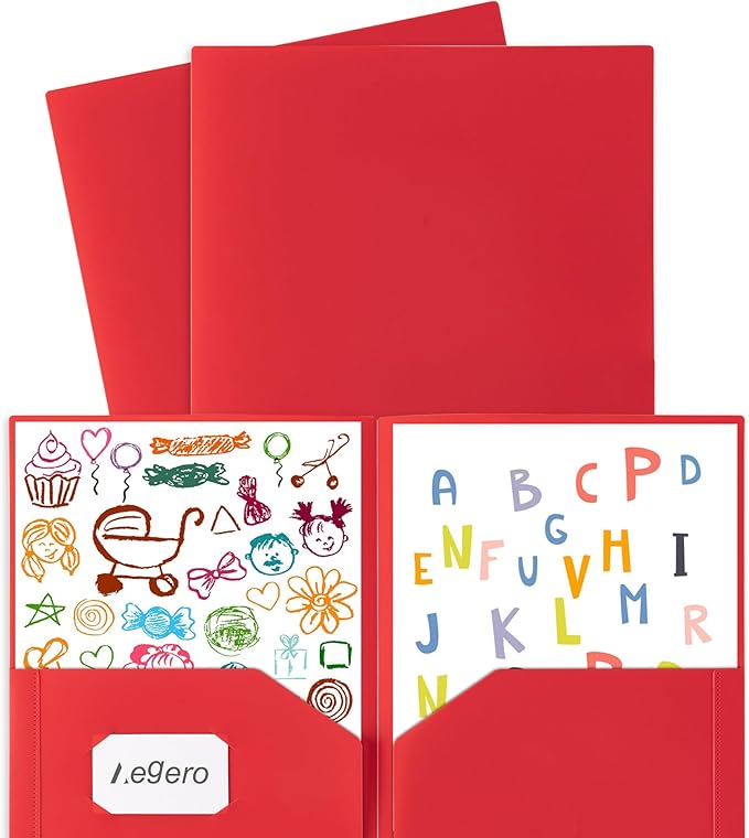 Plastic Folders with Pockets (7 Pack, Yellow), Durable Heavy Duty File Folders with Business Card Slot, 2-Pocket Folder for Schoolwork & Office,Letter Size