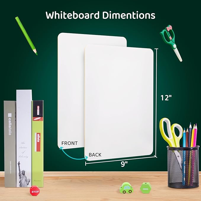 Upgrey Dry Erase Lapboards, 32 Pack Double-Sided Dry Erase Boards, Small White Boards for Classroom Students, 9"x12" Portable Mini Whiteboards for Teacher Supplies, Home and Office Work