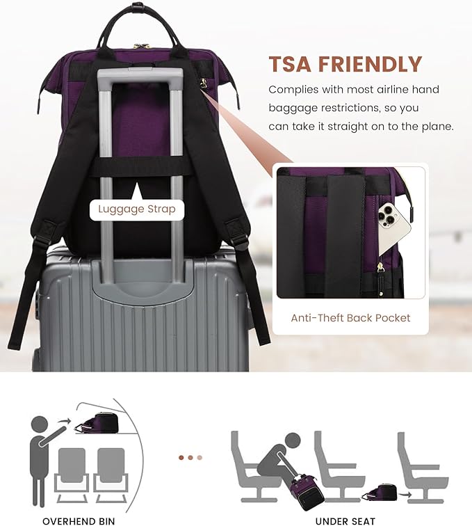 LOVEVOOK Laptop Backpack for Women, 15.6 inch Waterproof Nurse Bag Teacher Work Backpack Purse for Women, Travel Computer Backpack for College Office Business Ladies