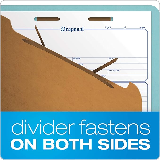 Pendaflex Recycled Classification File Folders, 1 Divider, 2" Embedded Fasteners, 2/5 Tab Cut, Legal Size, Light Blue, Box of 10 (28777R) (Pack of 5)