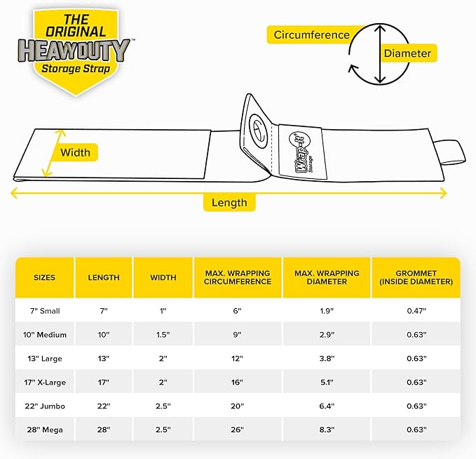 Heavy-Duty Wrap-It Storage Straps (Assorted 6 Pack) - Garage Storage Extension Cord Management Cable Straps for RV Accessories and Shed Organizer