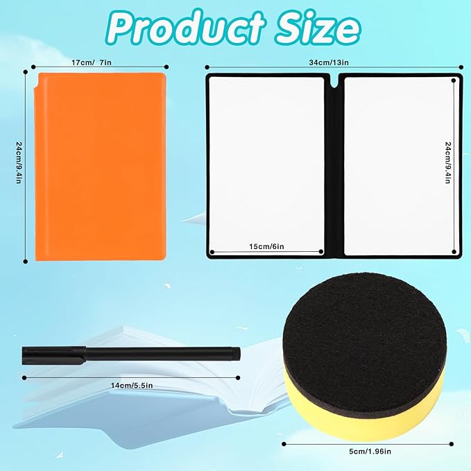 12 Packs A5 Dry Erase Board Back to School Portable Double Sided Folding Whiteboards with Pen Small Dry Erase Board for Study Meeting Doodling Planning Home School Office Classroom