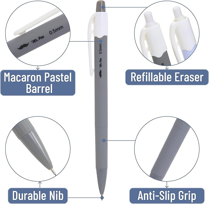 Mr. Pen- 0.5mm Mechanical Pencil Set, 6 Pack, Macaron Pastel, Cute Mechanical Pencils 0.5mm, Lead Pencils 0.5