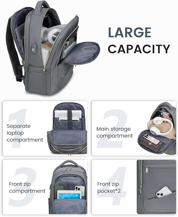 LOVEVOOK Laptop Backpack for Women, Slim Business Laptops Bag with Separate Computer Compartment Stylish Daypack for College Work Travel, Fits 15.6" Laptop