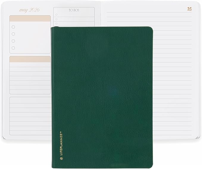 A5 Softbound LifePlanner (January 2026 - December 2026) - Forest Green, horizontal layout