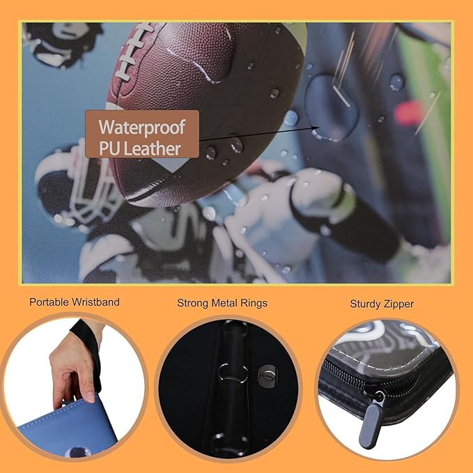 Trading Card Binder with Side-Loading Pages 400-Pocket Sports, Game, Membership & Shopping Card Album with Display Cover, Zipper & Wrist Strap, Fits Football Cards & More