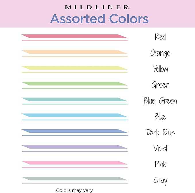 Zebra Pen Mildliner Dual-Tip Highlighter Marker Set, Broad and Fine Tips, No Bleed, Ideal for Bible Highlighting, Journaling and Note-Taking, Fluorescent and Cool Ink Colors, 10-Pack (78101)