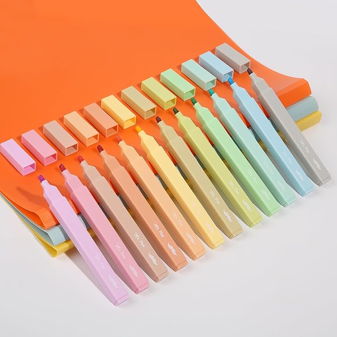 Mr. Pen Aesthetic Highlighters - 12 pcs, Chisel Tip, Macaron Colors, Cute Bible Highlighters No Bleed