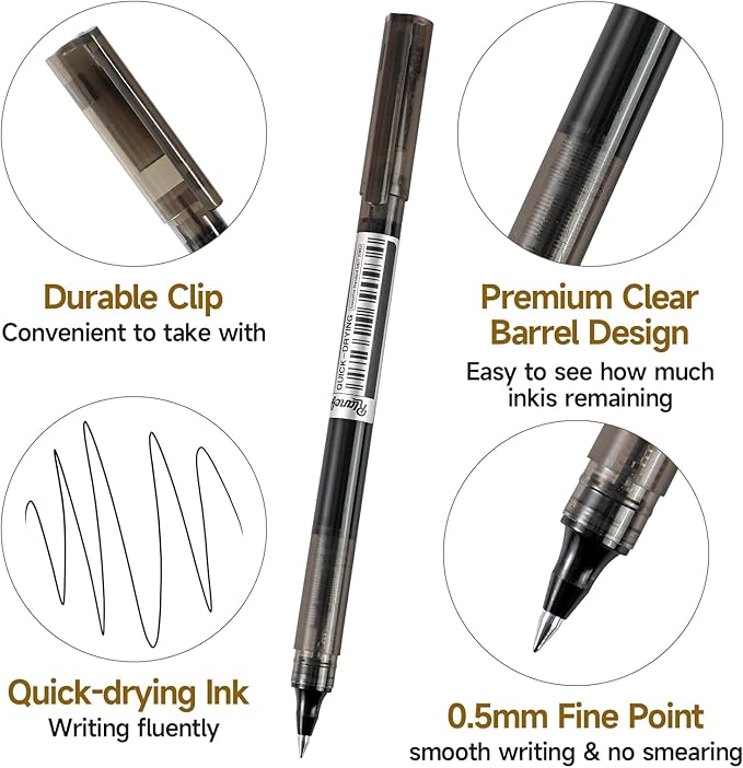 RIANCY Fine Point Colored Pens 24 Colors 0.5mm Gel Ballpoint Pens Assorted Colors Liquid Ink Pens No Smear Vibrant Colorful Writing for Journaling Note Taking Doodling Coloring Office School Supplies