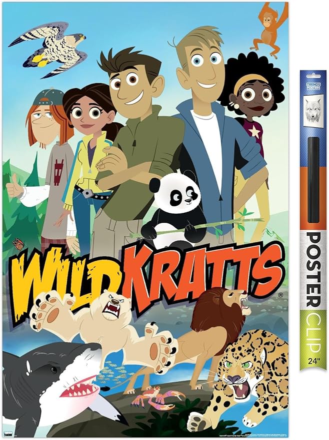 Wild Kratts - Group Wall Poster, 34L" x 22.4W", Premium Poster & Clip Bundle