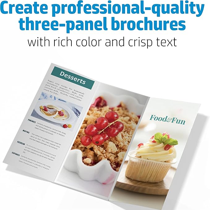 HP Enhanced Tri-fold Business Paper, Glossy, 8.5x11 in, 40 lb, 150 sheets, works with laser printers (Q6612A)