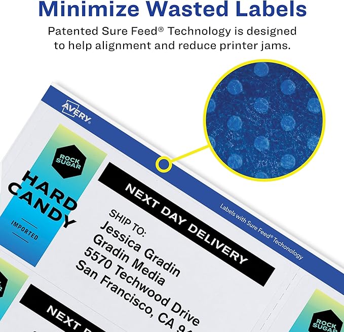 Avery Crystal Clear Address Labels for Laser & Inkjet Printers, 2" x 4", 100 Labels, 5 Packs (6522)