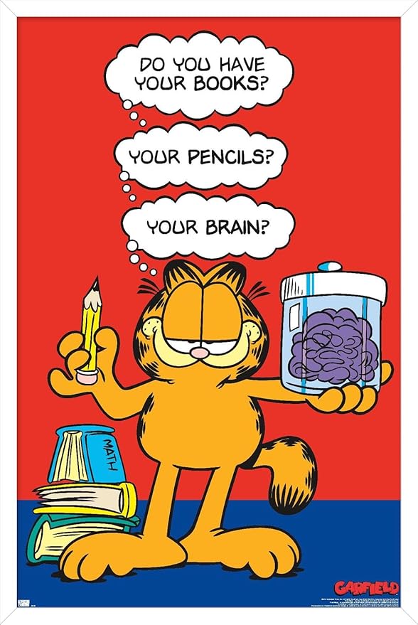 Garfield - Brain Wall Poster, 34L" x 22.4W", White Framed Version