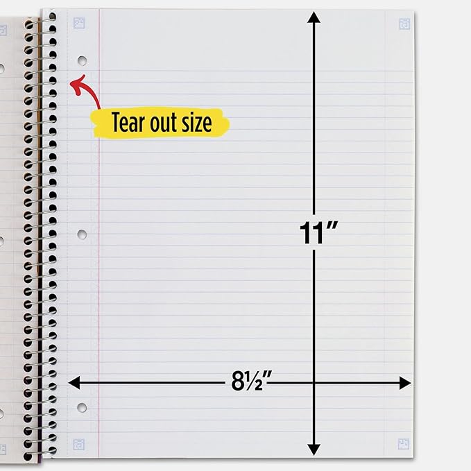 Five Star Spiral Notebook + Study App, 3 Subject, College Ruled Paper, 8-1/2" x 11", 150 Sheets, Fights Ink Bleed, Water Resistant Cover, Amethyst Purple (38746)