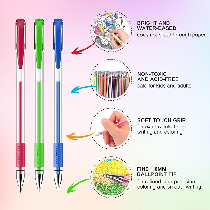 160 Pack Gel Pens for Adult Coloring Book, 80 Colors Gel Pens Colored with 80 Rifills, Glitter Gel Pens for Artists Drawing & Painting