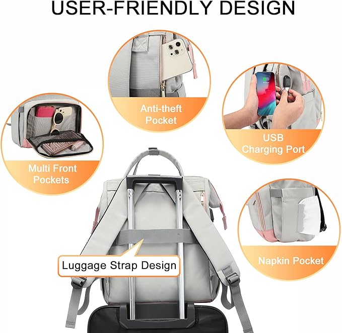 LOVEVOOK Laptop Backpack for Women Fashion Travel Backpack Purse 15.6 Inch Large Capacity Work Backpack Nurse Teacher Bag with USB Port