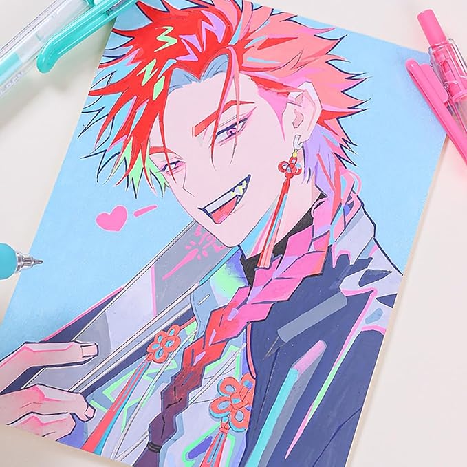 6 Colors Acrylic Gel Pens for Coloring, 0.7mm Fine Tip for Adult Coloring, Black Paper, Drawing, Journaling, Note Taking, Green 2.0