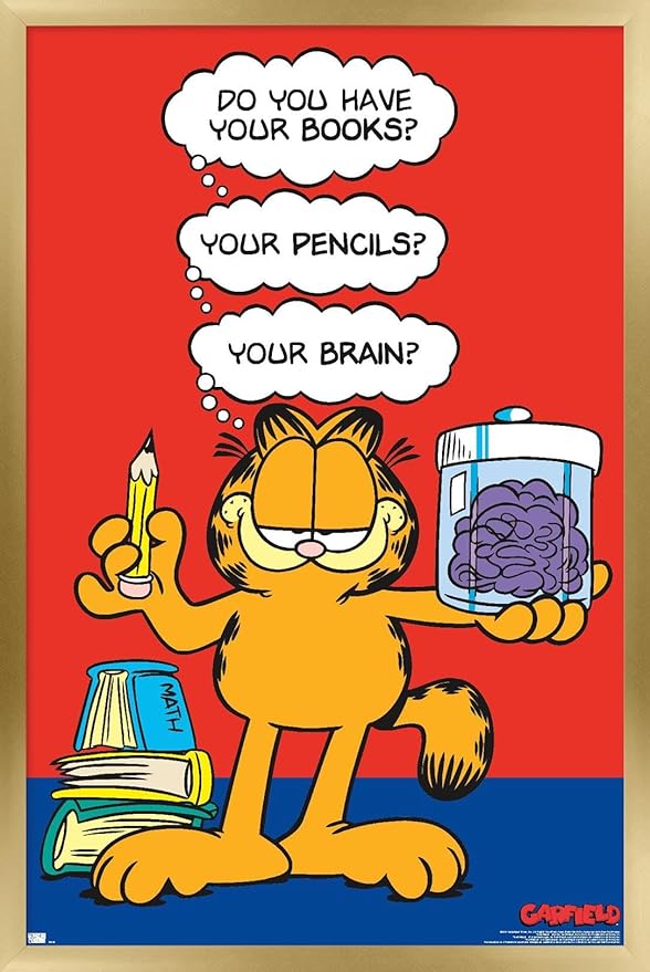 Garfield - Brain Wall Poster, 22.4L" x 14.7W", Gold Framed Version
