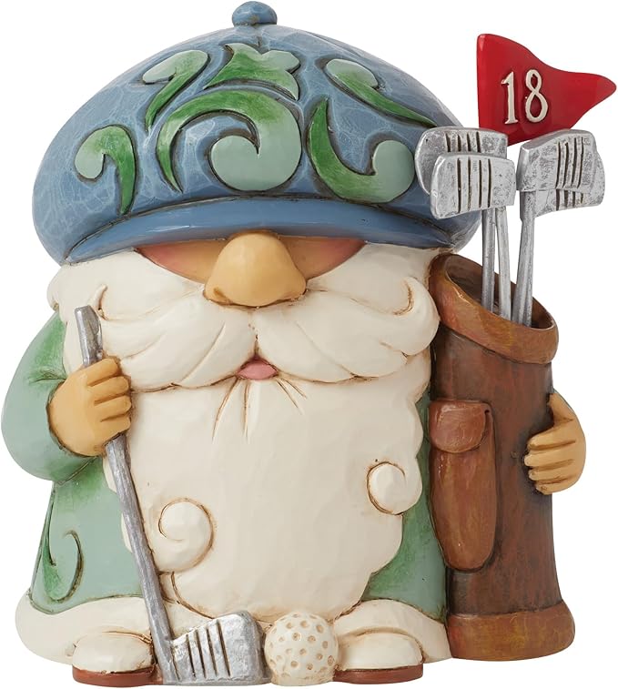 Enesco Jim Shore Heartwood Creek Athletes Golf Hole in One Gnome Mini Figurine- Resin Hand Painted Crafted Collectible Decorative Golfer Figurines Home Decor Sculpture Shelf Desk Statue Gift, 4 Inch