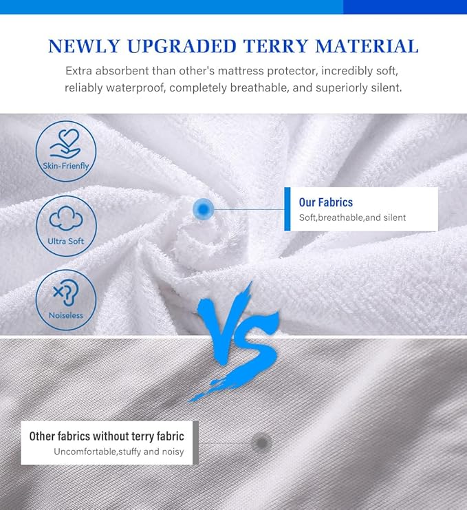 3 Pack Full Size Mattress Protector Waterproof Mattress Protector Full Mattress Pad Cover Noiseless, Soft Breathable Terry for Pets Kids Adults 54" x 75"