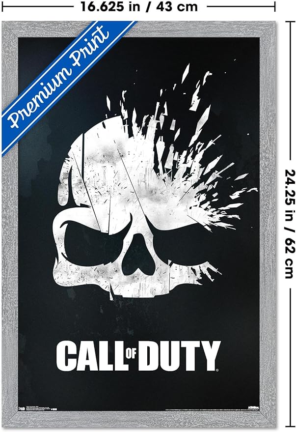 Call of Duty - Skull Wall Poster, 22.4L" x 14.7W", Gray Framed Version