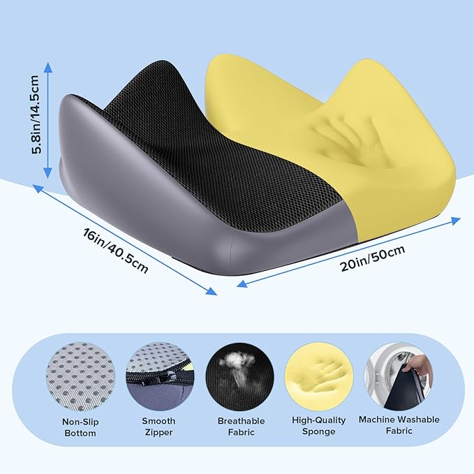 Seat Cushion for Relief Sciatica - Memory Foam Cushion for Office Chair, Hip & Coccyx Pain Relief for Long Sitting,2025 Upgraded Large Seat Pillow for Soft Support,for Game Chair/Wheelchair