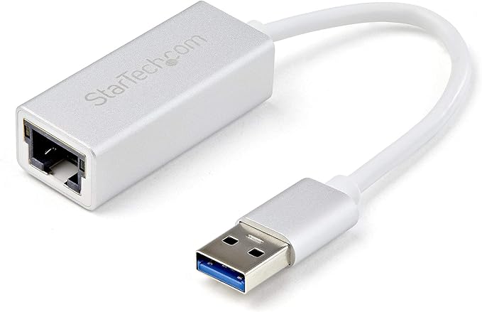 StarTech.com USB 3.0 to Gigabit Network Adapter - Silver - Sleek Aluminum Design for MacBook, Chromebook or Tablet - Native Driver Support (USB31000SA), Standard