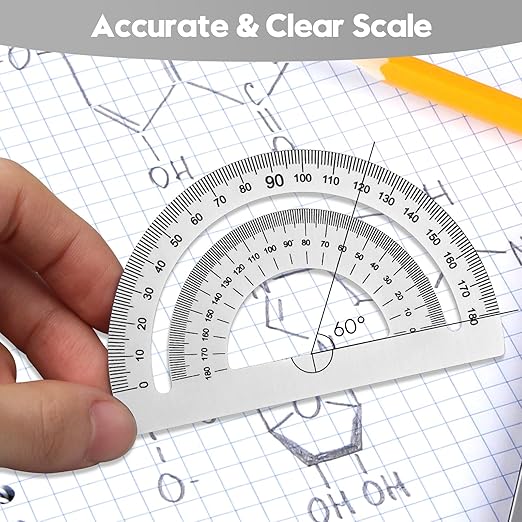 MSDADA Triangle Ruler, Protractor, Square and Ruler Set, 4 Pieces Aluminum Alloy Ruler, Metal Drafting Ruler Kit, Geometric Protractor for Student, School, Home, Office (Silver, 15cm/5.9inch)