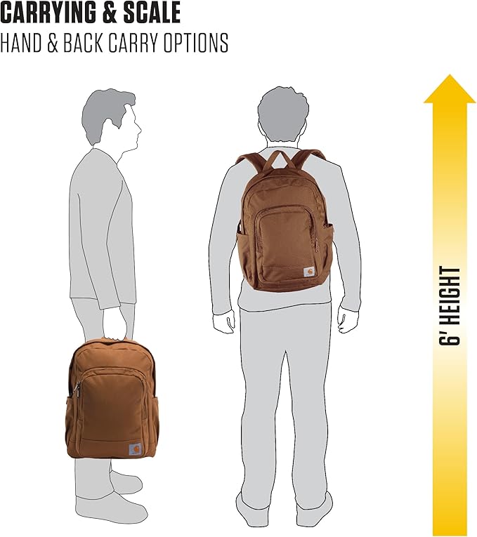 Carhartt 25L Classic Laptop Backpack, Durable Water-Resistant Pack W/ 15" Laptop Sleeve and Multiple Organizational Compartments, PFAS Free, Port