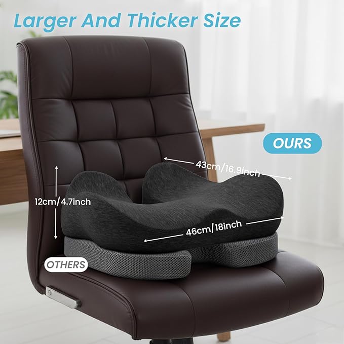 Memory Foam Seat Cushion，Ergonomic Office Chair Cushion，Coccyx Cushion for Tailbone Pain Relief Butt Pillow for Long Sitting，Suitable for Gaming Chair Car Seat Wheelchair