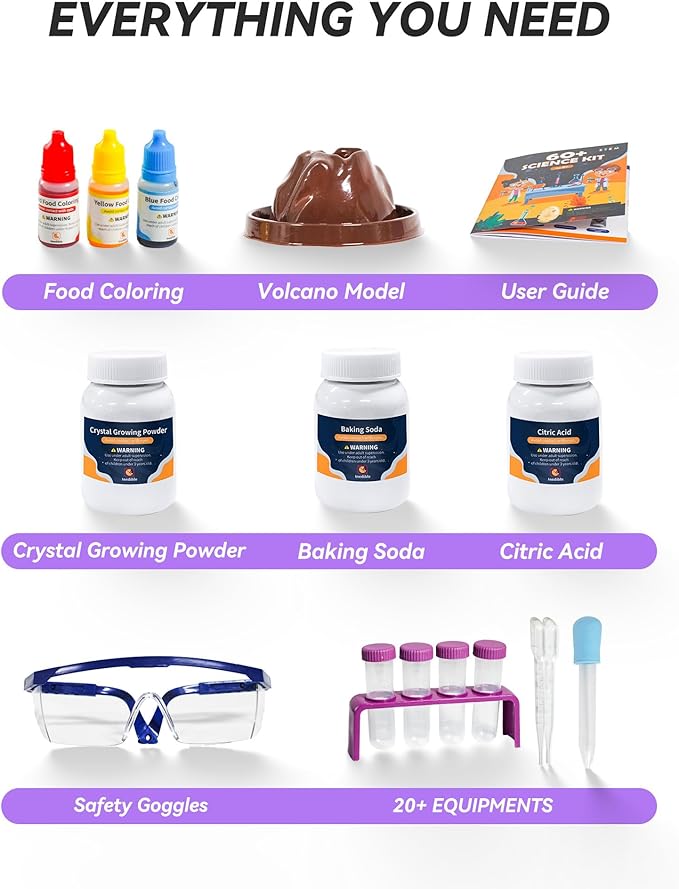 60+ Science Experiment Kit for Kids Ages 8+, STEM Educational Science Gifts for Kids, First Science Kit for Boys Girl Birthday