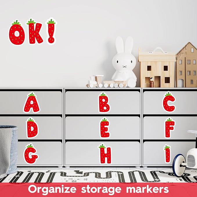 150 PCS Large 6" Bulletin Board Letters Set, Strawberry Classroom Alphabet Sweet Berry Cutout Letter for Bulletin Board Display Home School, A Great Helper to Inspire Students' Learning Interest