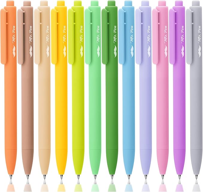 Mr. Pen- Retractable Gel Pens, 12 Pack, Light Vintage Ink Colors Gel Pens Fine Point, Fast Dry