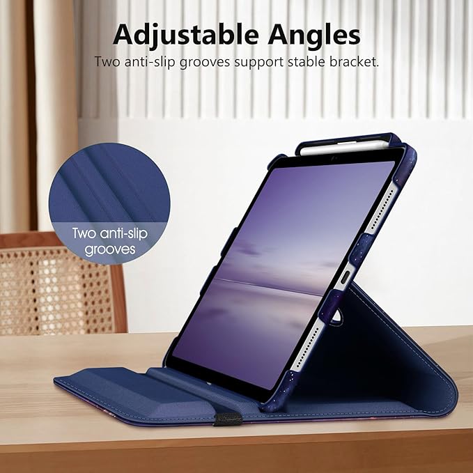 Fintie Rotating Case for iPad Pro 11-inch (M5) 2025 / (M4) 2024 - [Built-in Pencil Holder] 360 Degree Swiveling Smart Stand Protective Cover, Auto Sleep/Wake, Galaxy