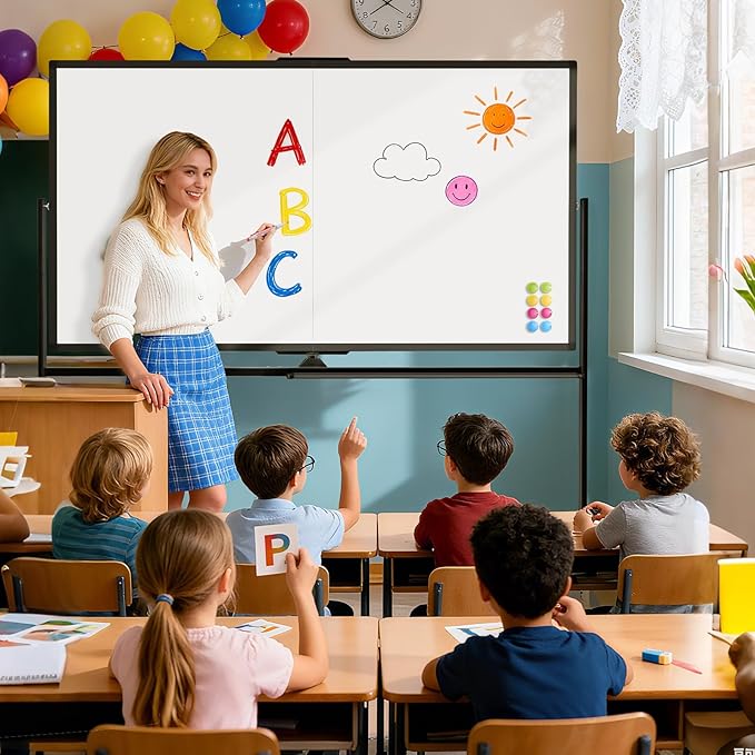 Rolling Dry Erase Board, 72" x 40" Double-Sided Mobile Whiteboard with Stand Large Dry Erase White Board on Wheels for Office, Classroom & Home