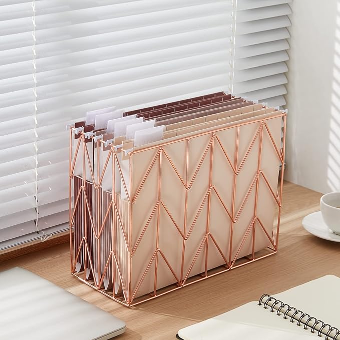 Y YOMA Letter Size - 24 Pack Extra Capacity Hanging File Folders Accordion Decorative File Folder Cute Colored Hanging Folder Organizer for Office Home with 1/5-Cut Adjustable Tabs, Mocha Color