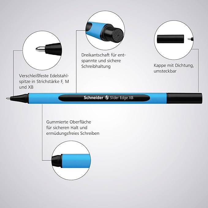 Schneider Slider Edge XB Ballpoint Pen, Box of 10, Light Blue (152210)